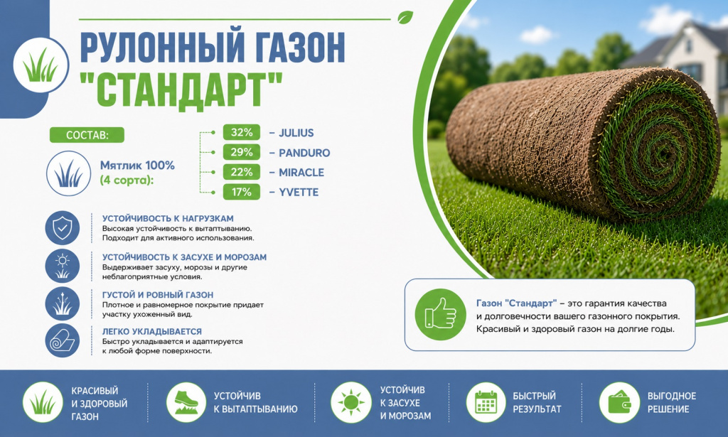Рулонный газон Стандарт
