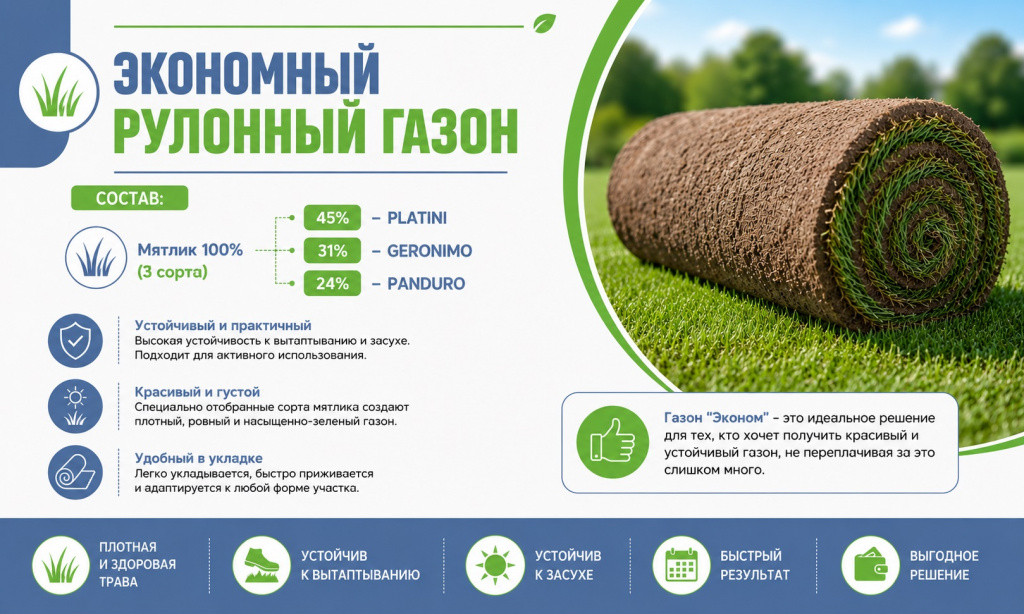 Экономный рулонный газон