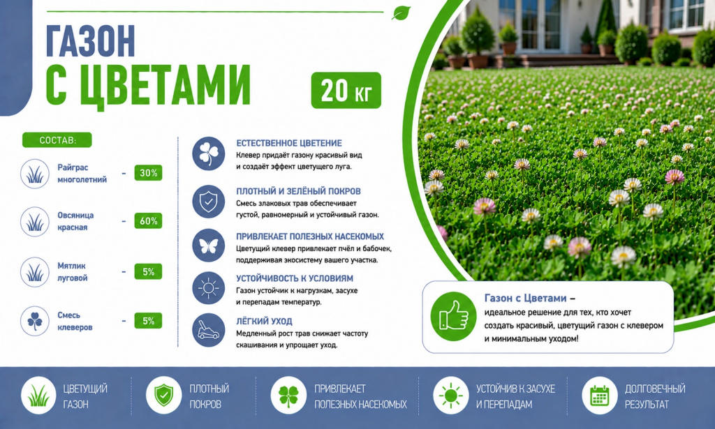 газон с Цветами 20 кг газон с Цветами 20 кг